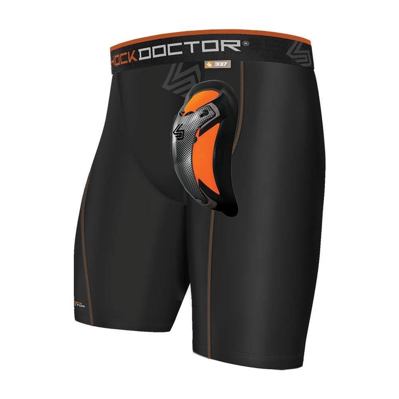 [AUSTRALIA] - Shock Doctor Compression Shorts with Cup Protector Supporter. Ultra Carbon Athletic Cup. Core Tight Briefs. Youth & Adult. For Baseball, Hockey, Lacrosse, Football and More Large Black 