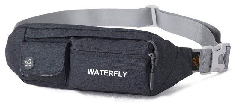 [AUSTRALIA] - WATERFLY Fanny Pack Slim Soft Polyester Water Resistant Waist Bag Pack for Man Women Carrying iPhone 8 Samsung S6 Black 
