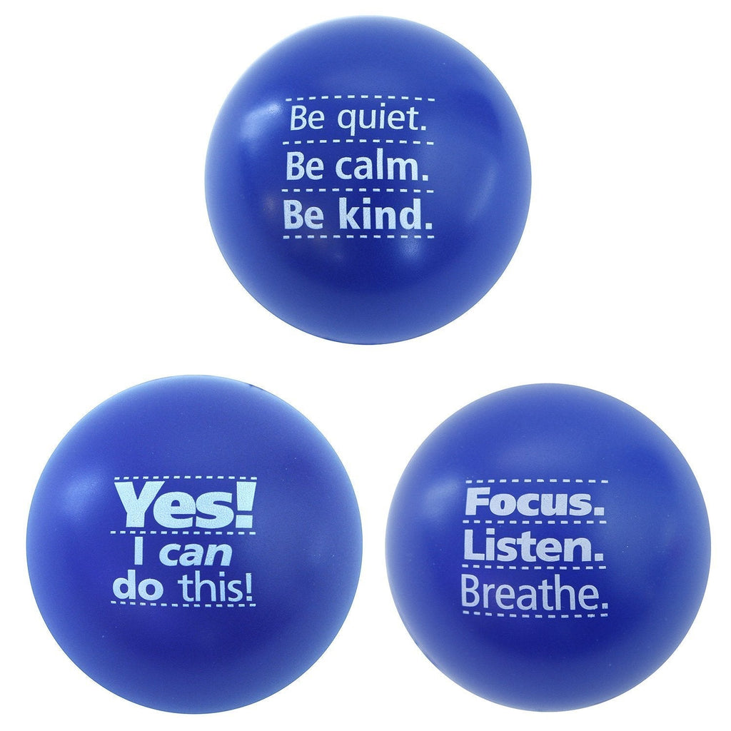 Teacher Peach Motivational Stress Ball Assortment, 3 Pack, Stress Relief Toys for Kids and Adults (6 Colors Available) Blue - BeesActive Australia