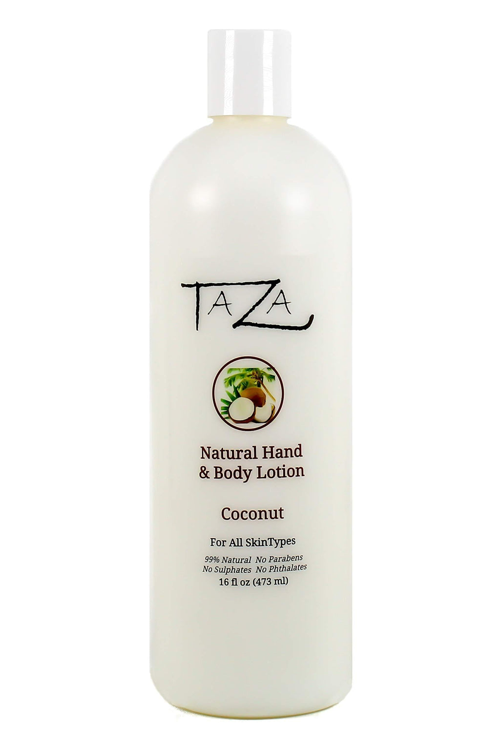 Premium Taza Natural Coconut Hand & Body Lotion, 16 fl oz (473 ml) ♦ Leaves Your Skin Smooth, Soft & Glowing ♦ Contains: Sunflower Seed Oil, Shea Butter, Coconut Oil, Sweet Almond Oil - BeesActive Australia