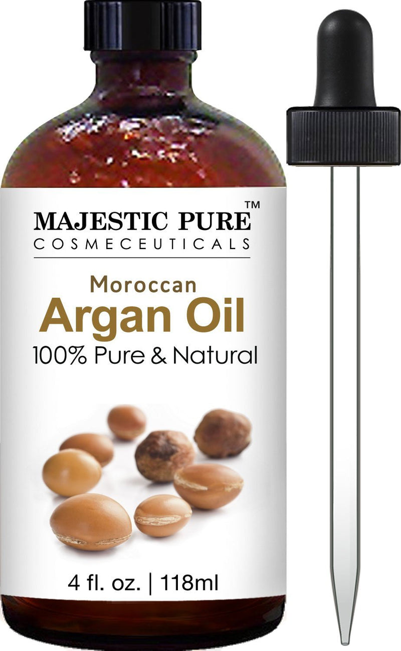 Majestic Pure Moroccan Argan Oil for Hair, Face, Nails, Beard & Cuticles - for Men and Women - Pure & Natural, 4 fl. oz. - BeesActive Australia