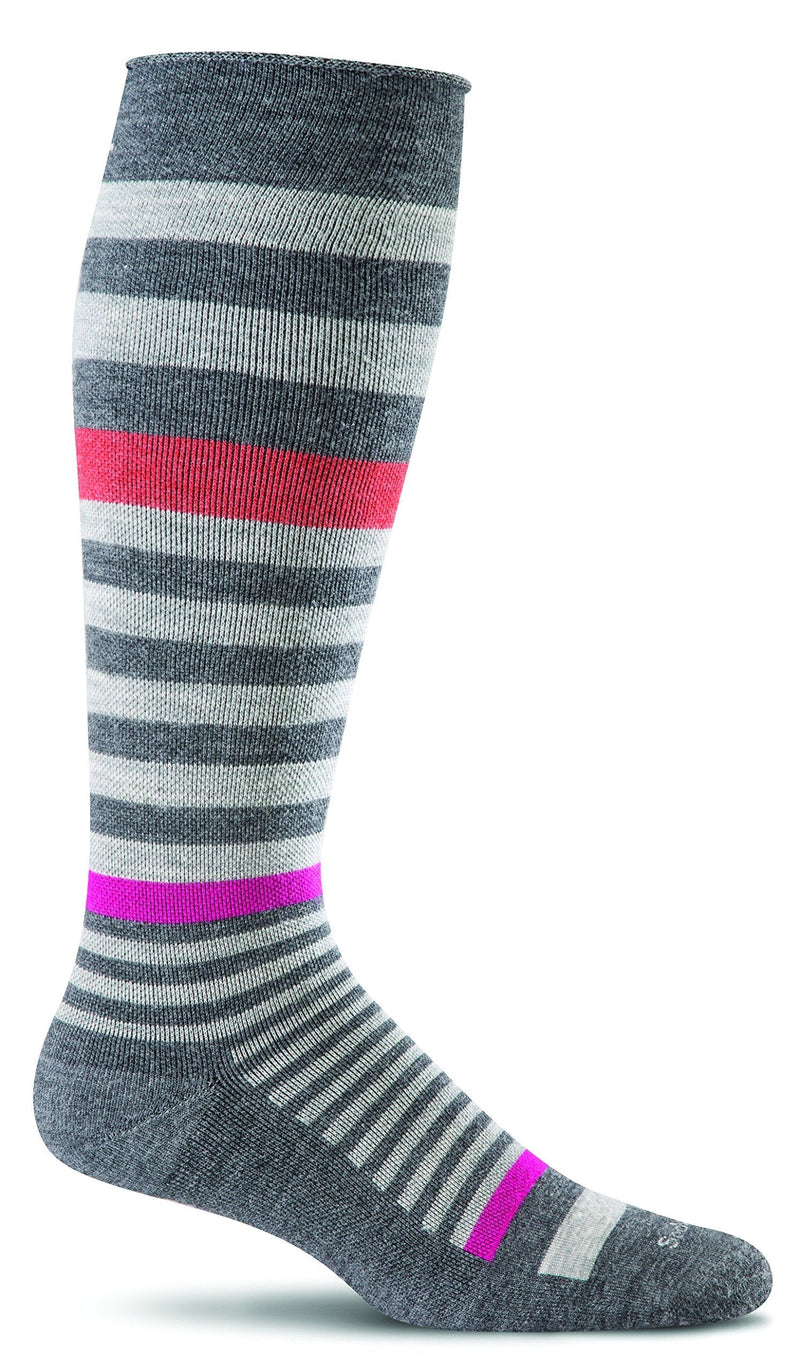 [AUSTRALIA] - Sockwell Women's Orbital Stripe Graduated Compression Socks Medium-Large Charcoal 