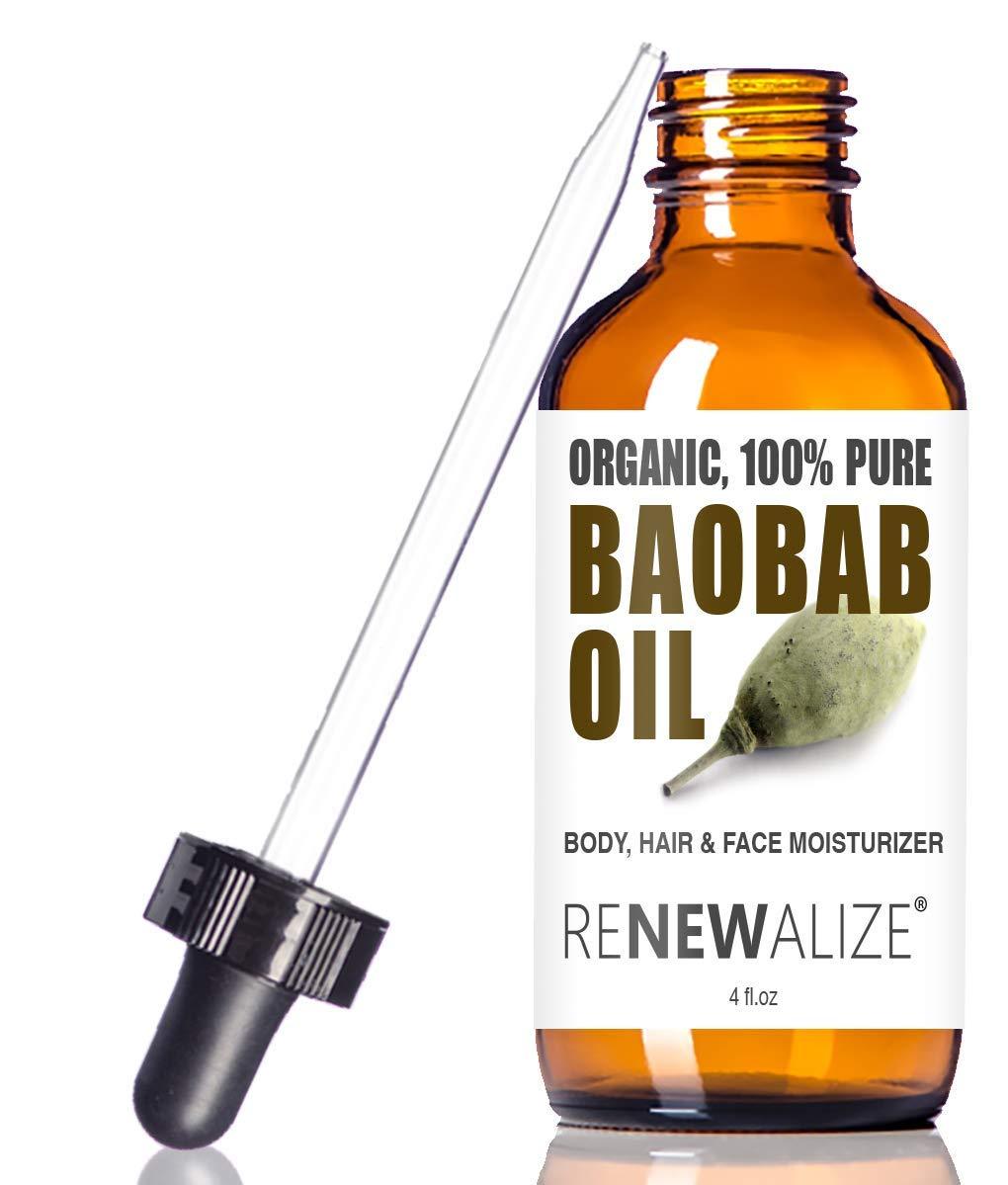 Renewalize Certified Organic Baobab Oil | 100 Percent Pure Cold Pressed and Unrefined | All Natural Skin Nails and Hair Moisturizer | 4 fl oz - BeesActive Australia