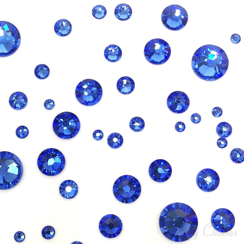 SAPPHIRE (206) blue 144 pcs Swarovski 2058/2088 Crystal Flatbacks blue rhinestones nail art mixed with Sizes ss5, ss7, ss9, ss12, ss16, ss20, ss30 - BeesActive Australia