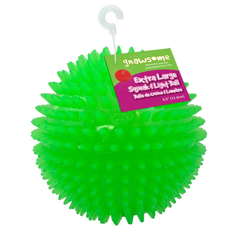 Gnawsome 4.5” Spiky Squeak & Light Ball Dog Toy - Extra Large, Cleans teeth and Promotes Dental and Gum Health for Your Pet, Colors will vary - BeesActive Australia