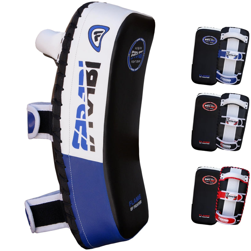 Farabi Sports Thai pad, Kickboxing Kick pad, Kick Training Strike Shield MMA Muay Thai Curved X 1 Unit Blue - BeesActive Australia