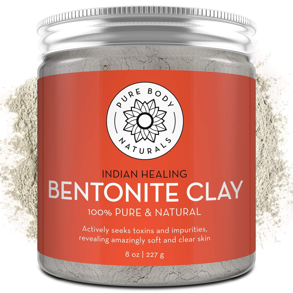 Pure Bentonite Powder for DIY Detox Bath & Facial Mask, Pure Indian Healing Clay for Burns, Mastitis, Inflamed or Chapped Skin (8.0 oz) - Pure Body Naturals - BeesActive Australia