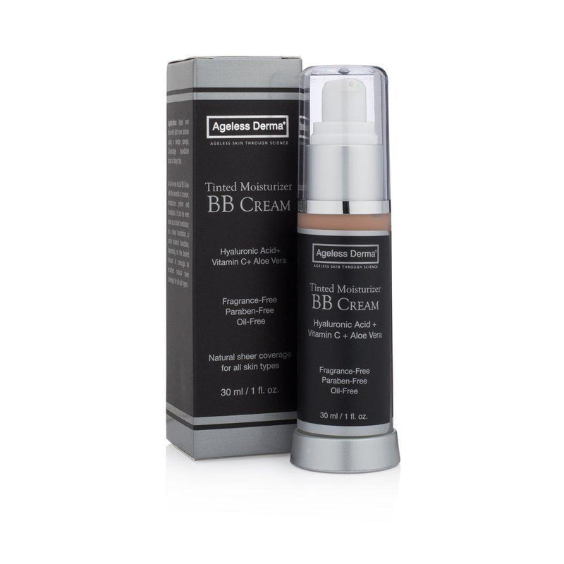 Ageless Derma BB Cream Face Tinted Moisturizer Foundation with Hyaluronic Acid and Vitamin C. Made in USA Light - BeesActive Australia