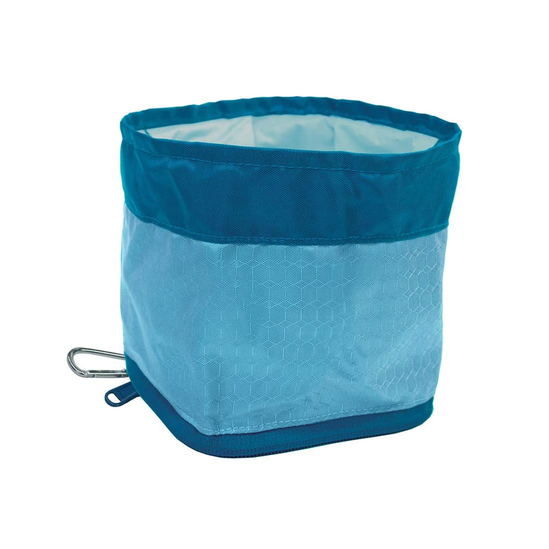 Kurgo Zippy Bowl, Collapsible Travel Dog Bowl, Pet Food & Hiking Water Bowl, Machine Washable Bowl for Dogs, Travel Accessories for Pets, BPA Free, Carabiner Blue - BeesActive Australia