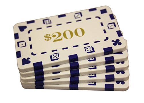 MRC 5 Pcs Rectangular Poker Chips Plaques $200 White - BeesActive Australia