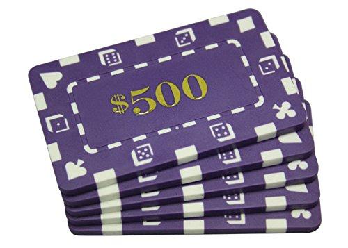 [AUSTRALIA] - MRC 5 Pcs Denominated Rectangular Poker Chips Plaques $500 Purple 