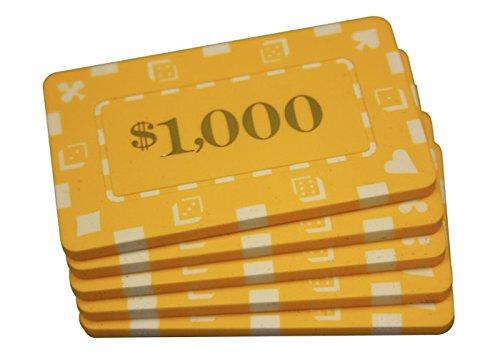 [AUSTRALIA] - MRC 5 Pcs Denominated Rectangular Poker Chips Plaques $1000 Yellow 