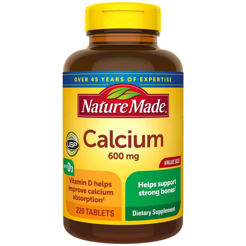 Nature Made Calcium (Carbonate) 600 mg, with Vitamin D3 for Immune Support, Tablets, 220 Count Mega Size helps support Bone Strength - BeesActive Australia