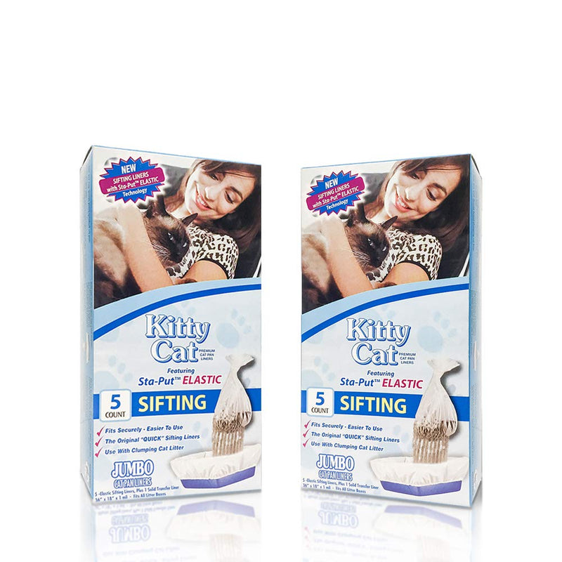 Alfapet Kitty Cat Pan Disposable, Elastic Sifting Liners- 5-Pack + 1 Solid Transfer Liner -for Large, X-Large, Giant, Extra-Giant Size Litter Boxes- with Easy Fit Sta-Put Technology - Pack of 2 - BeesActive Australia