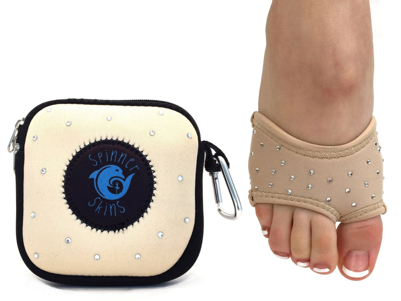 [AUSTRALIA] - Spinner Skins Neoprene Dance Half Soles and Pouch Large Nude with Rhinestones 