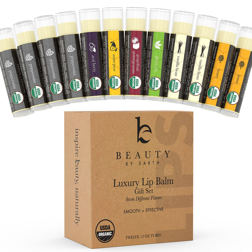 Organic Lip Balm Gift Set - 12 Tubes of Natural Lip Balm, Lip Moisturizer, Lip Treatment for Dry Lips, Lip Care Gifts for Women or Men, Lip Repair, Organic Chapstick, Chapstick Bulk 1 pack - BeesActive Australia