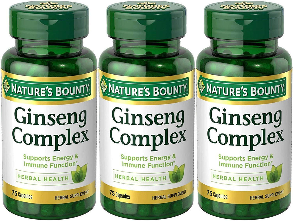 Nature's Bounty Ginseng Complex Herbal Health, 225 Capsules (3 X 75 Count Bottles) - BeesActive Australia