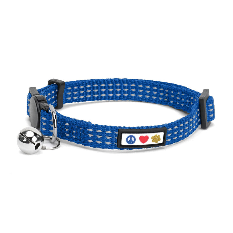 Pawtitas Reflective Cat Collar with Safety Buckle and Removable Bell Cat Collar Kitten Collar Personalized Cat Collar Customizable Name and Phone Number Collar for Cats Reflective Glow Cat Collar Blue - BeesActive Australia