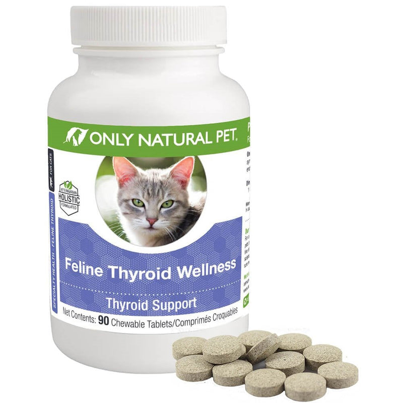 Only Natural Pet Thyroid Support Supplement Holistic Wellness for Cats - 90 Turkey Flavored Chewable Tablets - BeesActive Australia