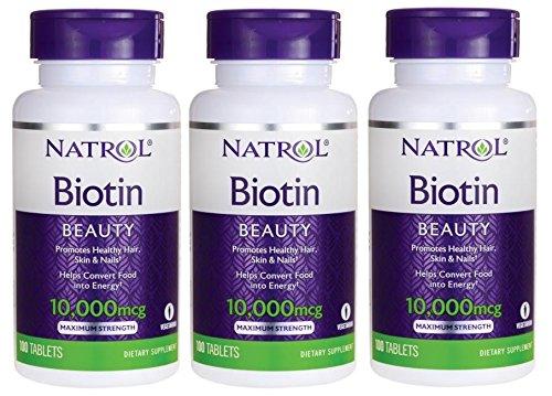 Natrol Biotin, Maximum Strength, 10,000 Mcg Tablets 100 Ea (Pack of 3) - BeesActive Australia