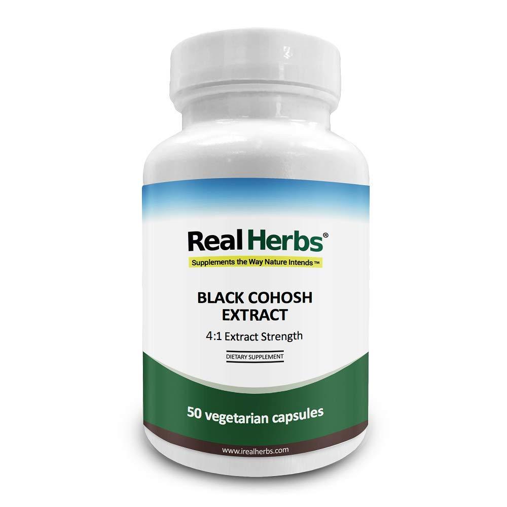 Real Herbs Black Cohosh Extract - Derived from 2,400mg of Black Cohosh with 4:1 Extract Strength - Reduces Hot Flashes & Improves Sleep Quality - 50 Vegetarian Capsules - BeesActive Australia