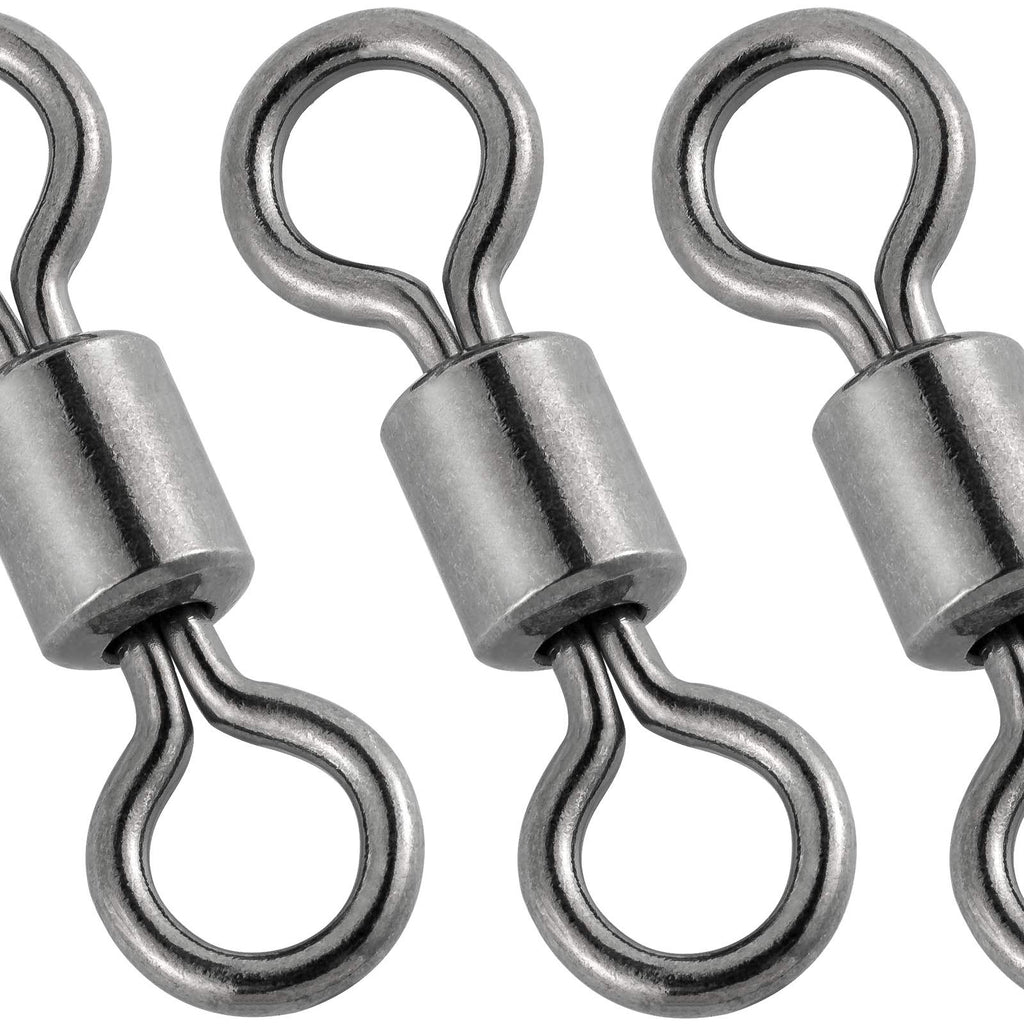 Dr.Fish Fishing Barrel Swivels, Rolling Swivels Stainless Steel Swivels Fishing Tackles Black Nickel 30Lb to1500 Lb #1(104LB)-50pk - BeesActive Australia