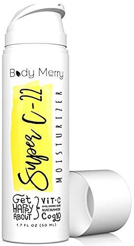 Body Merry Face Moisturizer Cream - Anti-Aging Lotion for Wrinkles, Lines, Acne & Dark Spots w 22% Vitamin C, Hyaluronic Acid, Niacinamide, CoQ10 1.7 Fl Oz (Pack of 1) - BeesActive Australia