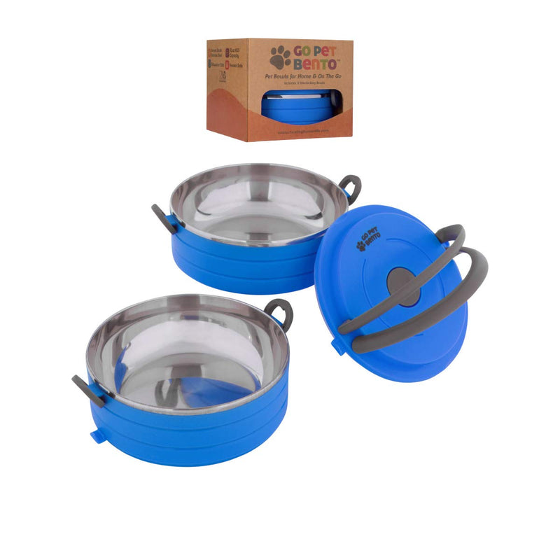 Travel Dog Bowls by Healthy Human | Stainless Steel Go Pet Bento Bowls | Stackable Dog Food Bowls | Leak Proof Portable Water Bowls | Sets of 2, 3 or 4 Bowls | Pink, Blue or Green 2 Bowl Set - BeesActive Australia