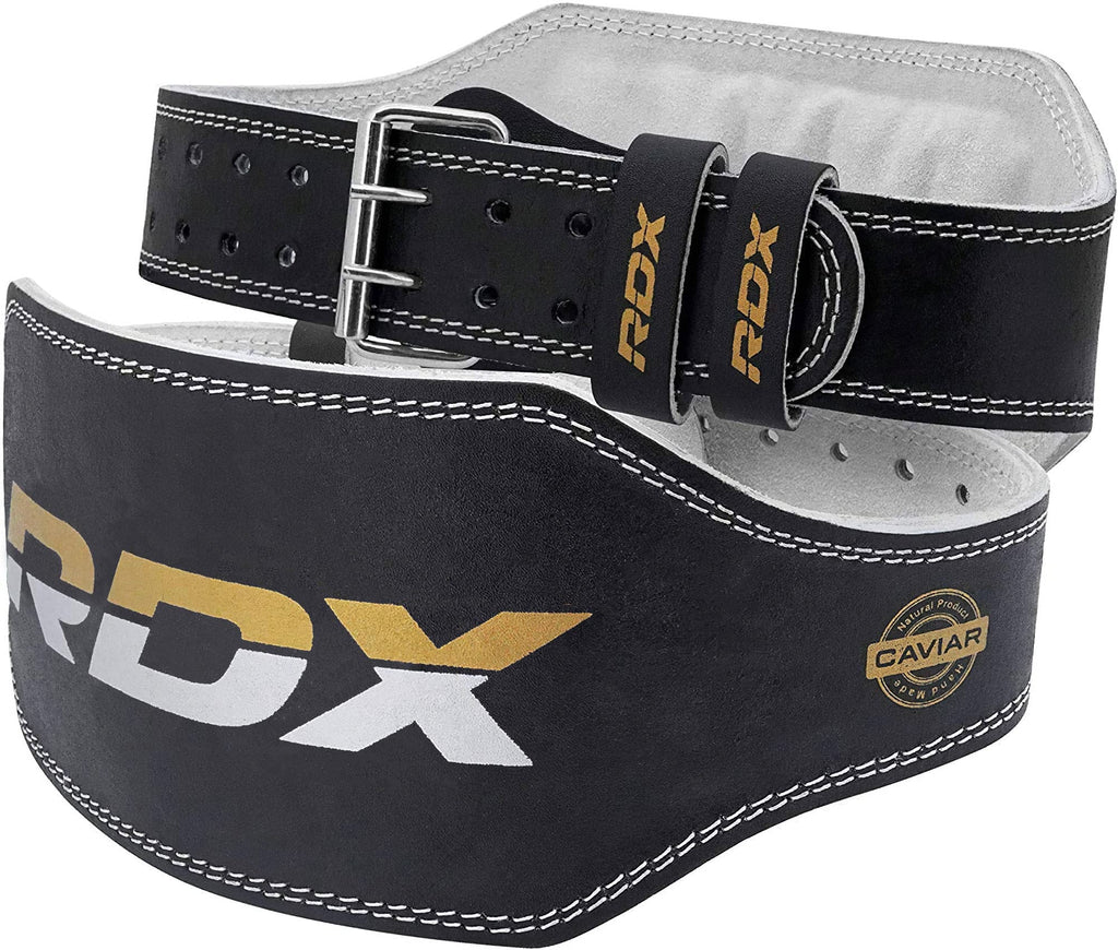 RDX Weight Lifting Belt Gym Exercise Workout, 6 inch Leather Padded Lumbar Back Support Men Women, 10 Adjustable Holes, Powerlifting Bodybuilding Deadlift, Squat Fitness Strength Training Equipment Black XL Fits WAIST 33 to 38 Inches - BeesActive Australia