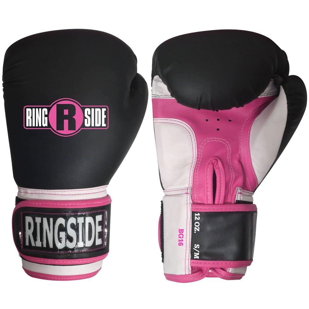 [AUSTRALIA] - Ringside Pro Style Boxing Training Gloves Kickboxing Muay Thai Gel Sparring Punching Bag Mitts Small/Medium Black/Pink 