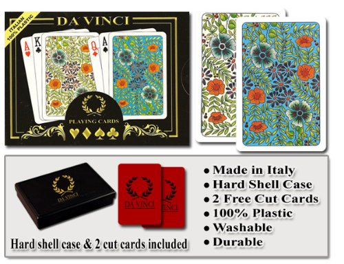 DA VINCI Fiori, Italian 100% Plastic Playing Cards 2 Deck Set, Poker Size Large Print Jumbo Index Poker Size Jumbo Index - BeesActive Australia