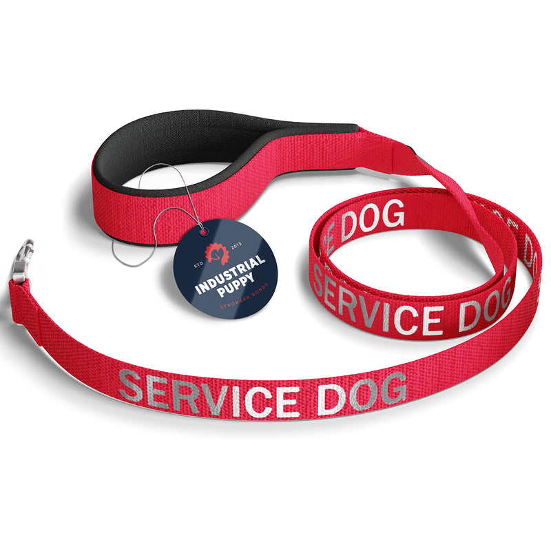 Industrial Puppy Service Dog Leash Wrap, Emotional Support Dog Leash with Neoprene Handle and Reflective Lettering - Supplies or Accessories for Service Dog Vest, Emotional Support Vest Red - BeesActive Australia