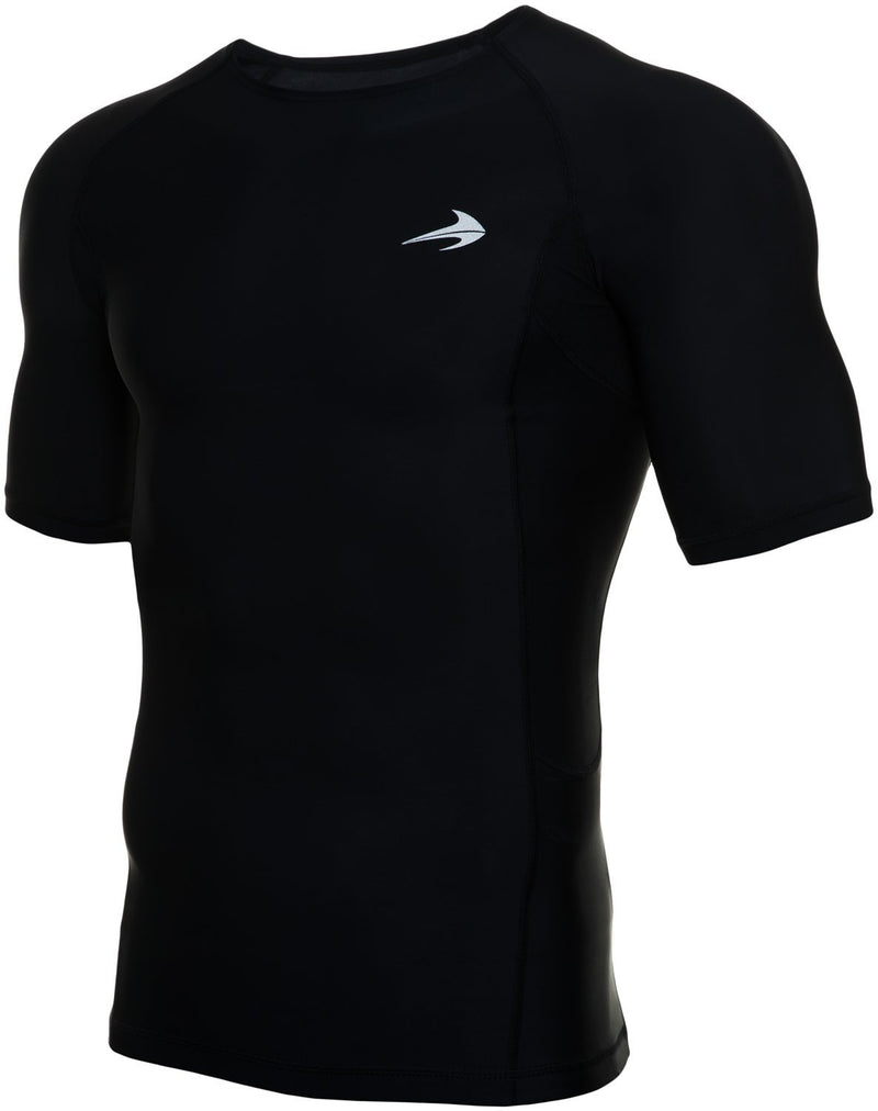 CompressionZ Men's Short Sleeve Compression Shirt - Athletic Base Layer Black 2XL 48.5"-52" - BeesActive Australia