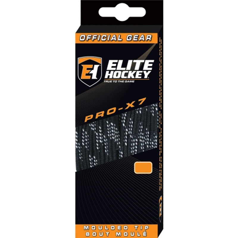 [AUSTRALIA] - Elite Hockey PRO-X7 Wide Molded Tip Cotton Hockey Skate Laces (Color, Size Choice) Black 108" 