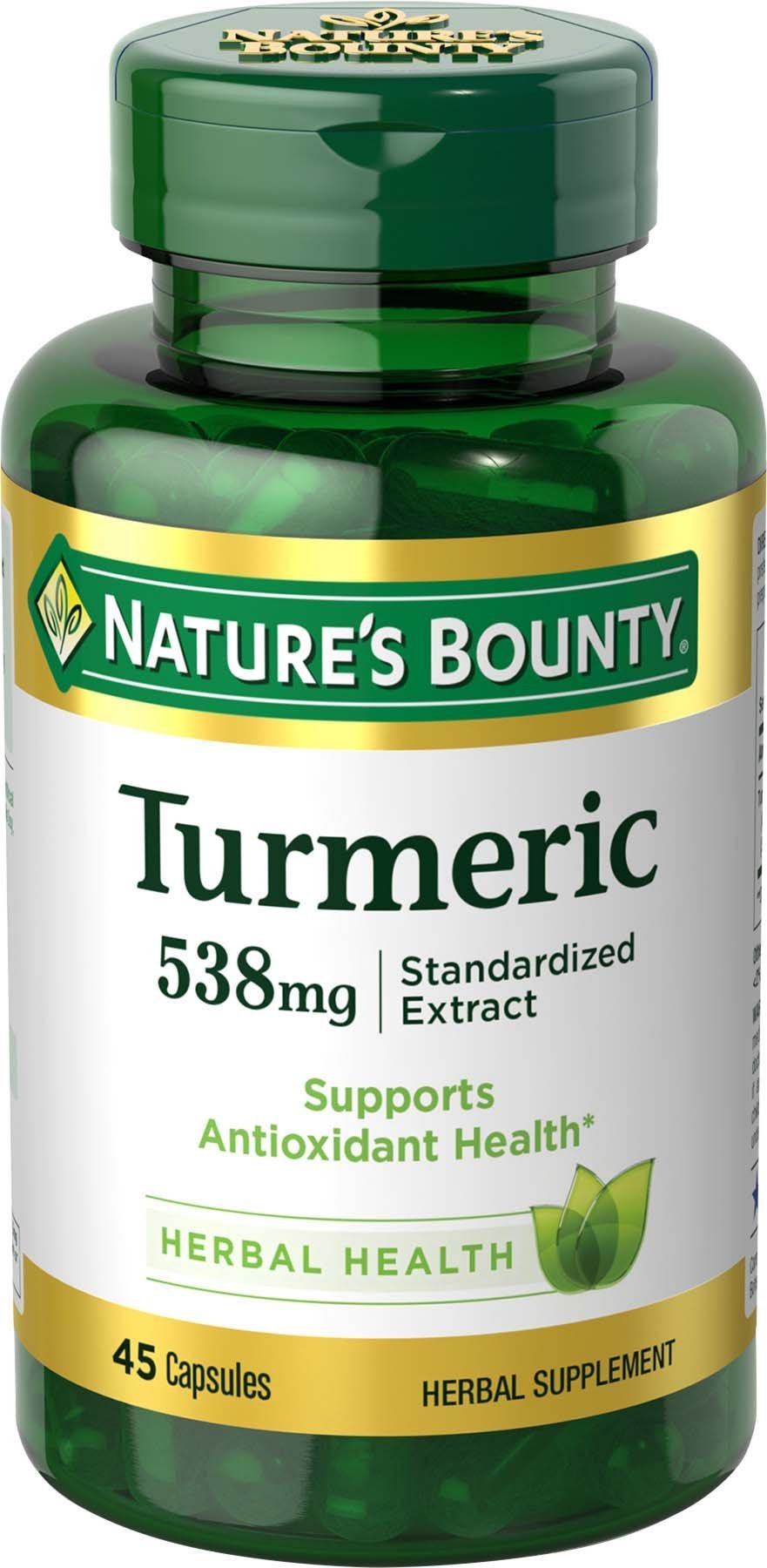 Nature's Bounty Turmeric Pills and Herbal Health Supplement, Supports Joint Pain Relief and Antioxidant Health, 538mg, 45 Capsules 538 mg - BeesActive Australia