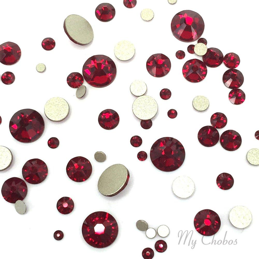 SIAM (208) red 144 pcs Swarovski 2058/2088 Crystal Flatbacks red rhinestones nail art mixed with Sizes ss5, ss7, ss9, ss12, ss16, ss20, ss30 - BeesActive Australia