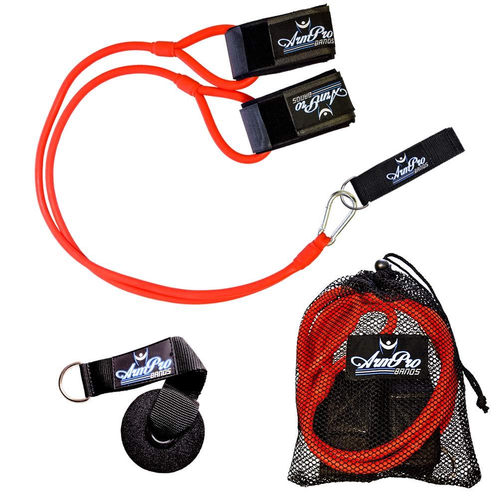 [AUSTRALIA] - Arm Pro Bands Baseball Softball Resistance Training Bands - Arm Strength, Pitching and Conditioning Equipment, Available in 3 Levels (Youth, Advanced, Elite), Anchor Strap, Door Mount - Kinetic Bands Red (High School/Travel Teams) 