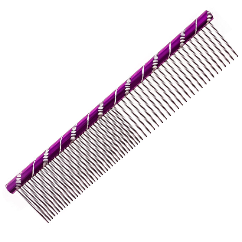 MEKBOK Dog Comb Grooms Cats As Well - for Medium to Thick Coats - 8 Inch Length - Rounded Spine - Grooming Tool for Mats and Shedding Purple - BeesActive Australia