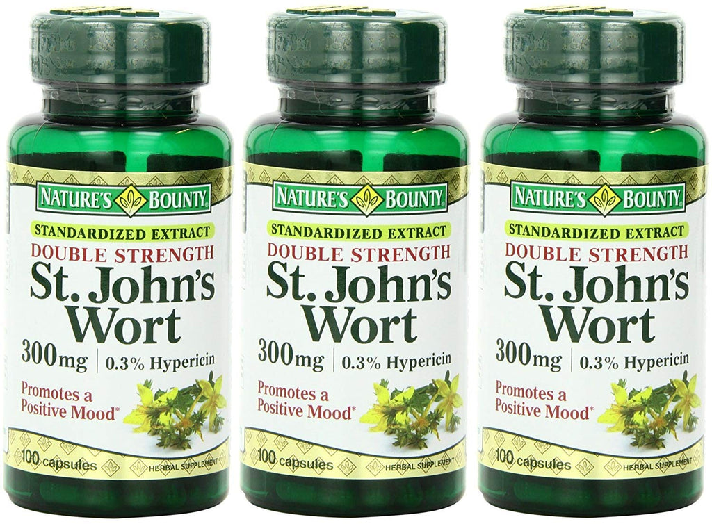 Nature's Bounty St. John's Wort, Double Strength, 300mg, 300 Capsules (3 X 100 Count Bottles) - BeesActive Australia