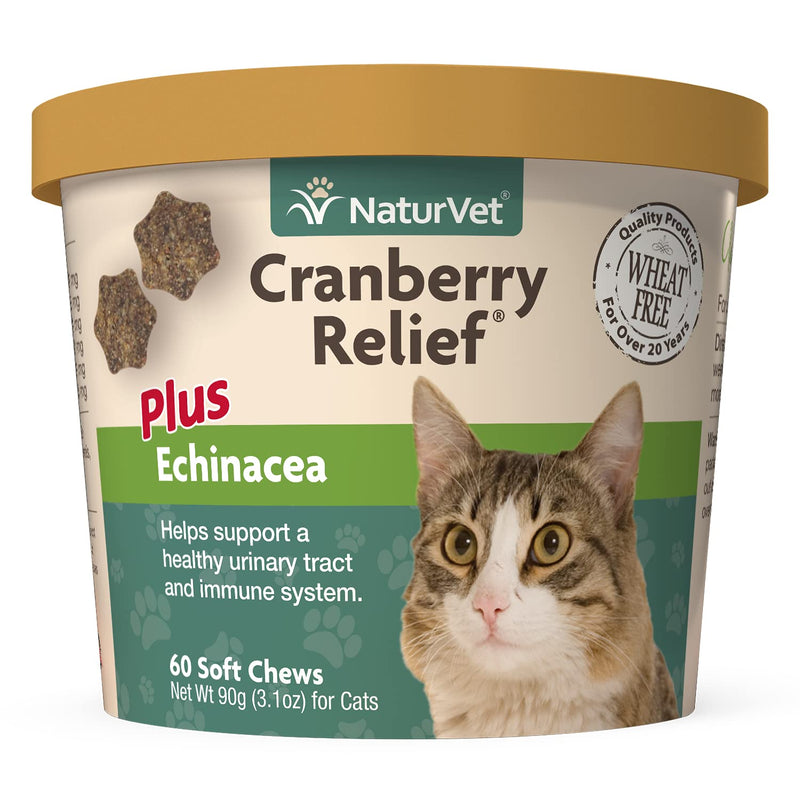 NaturVet Cranberry Relief Plus Echinacea for Cats, 60 ct Soft Chews, Made in the USA - BeesActive Australia