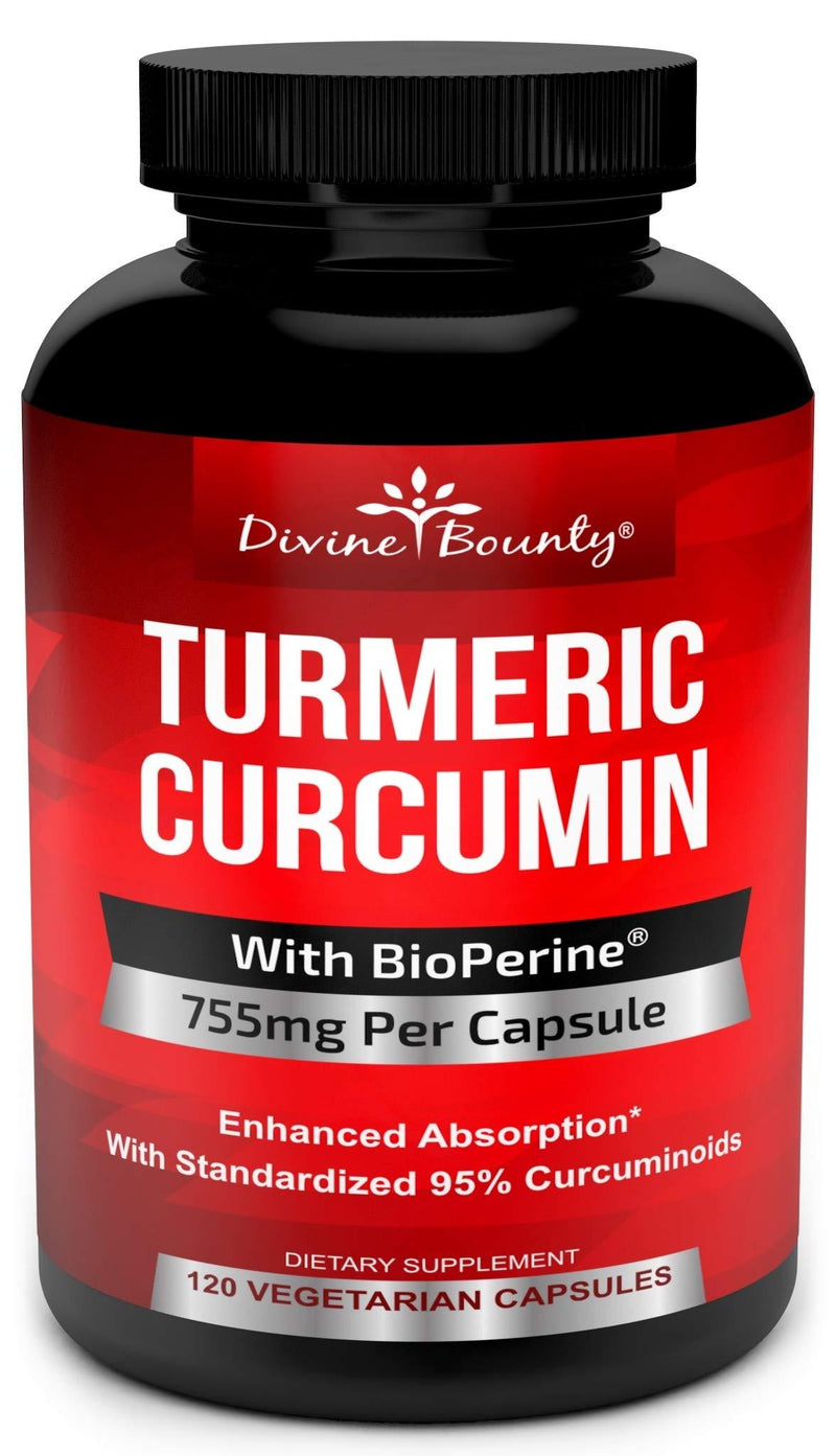 Turmeric Curcumin with BioPerine Black Pepper Extract - 750mg per Capsule, 120 Veg. Capsules - GMO Free Tumeric, Standardized to 95% Curcuminoids for Maximum Potency - BeesActive Australia