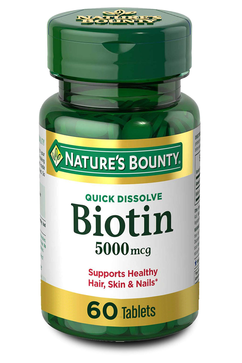 Nature’s Bounty Biotin Supplement, Supports Healthy Hair, Skin and Nails, 5000mcg, 60 Tablets - BeesActive Australia