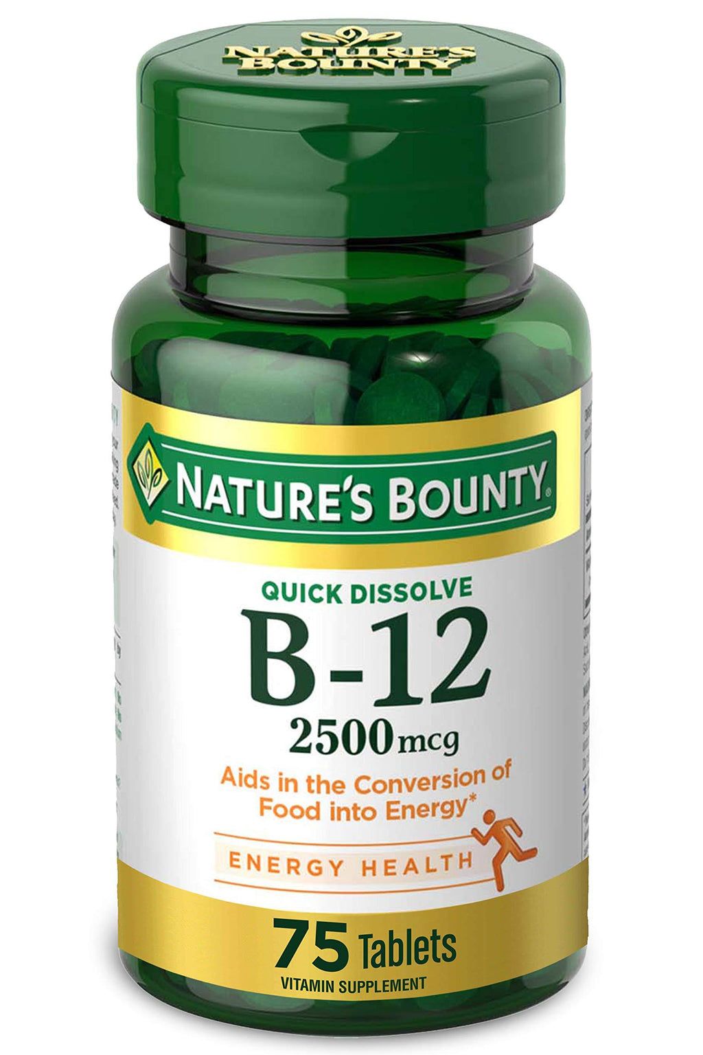 Nature’s Bounty Vitamin B-12 Supplement, Supports Metabolism and Nervous System Health, 2500mcg, 75 Tablets - BeesActive Australia