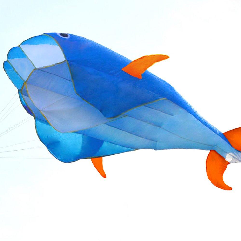 [AUSTRALIA] - HENGDA KITE 3D Kite Huge Frameless Soft Parafoil Giant Blue Dolphin Breeze Kite 