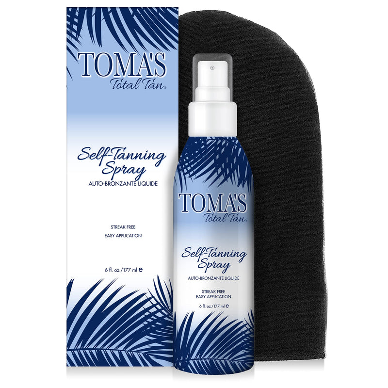 Toma's Total Tan Liquid Spray |Instant, Luxurious Golden Bronze |Fast Drying, Non-Sticky Streak-Free Application with Cosmetic Color Guide & Mitt |Paraben-Free, Tropical Scent|6 oz - BeesActive Australia