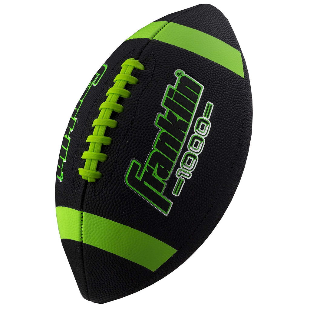 [AUSTRALIA] - Franklin Sports Junior Size Football - Grip-Rite Youth Footballs - Extra Grip Synthetic Leather Perfect for Kids Black/Optic 1 Inflated Football 