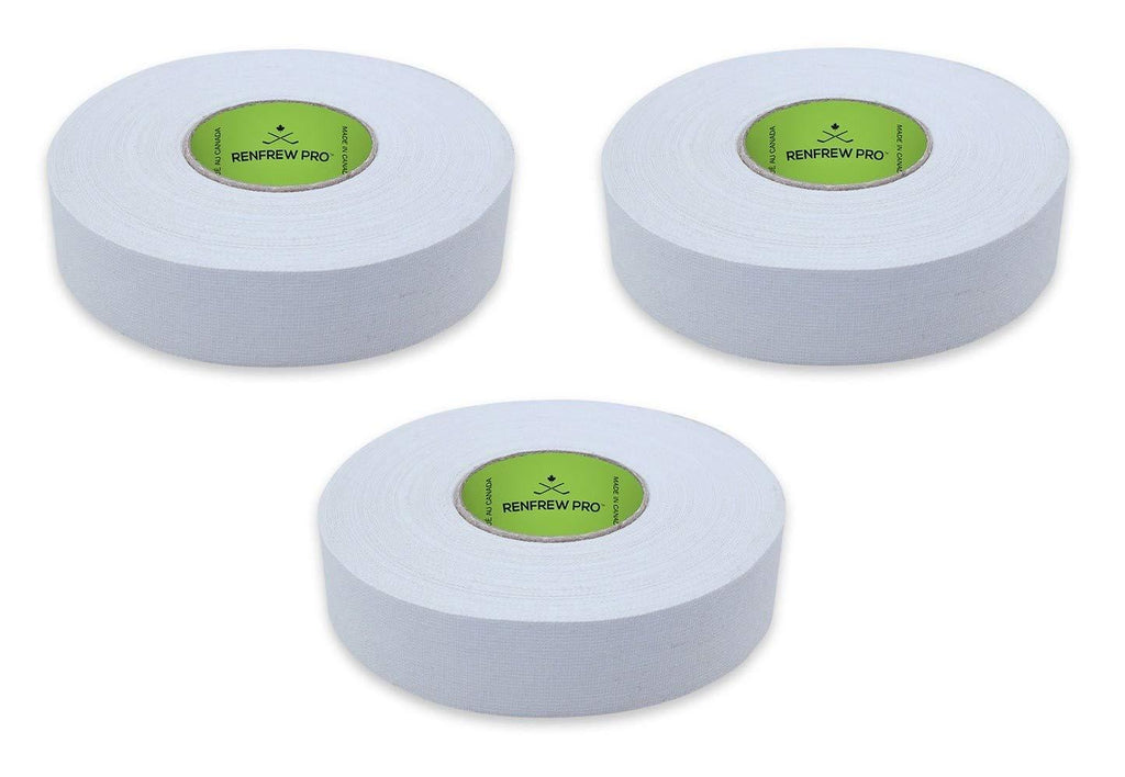 [AUSTRALIA] - Renfrew Solid Color Cloth Hockey Tape, for Stick/Shaft/Bat, 1" Wide, 3-Pack (Color Choice) White (3-Pack) 