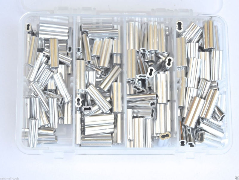 Aluminum Double Barrel Crimp Kit 50pcs Each 1.5,1.7,2.0,& 2.3mm 200lb-400lb - BeesActive Australia