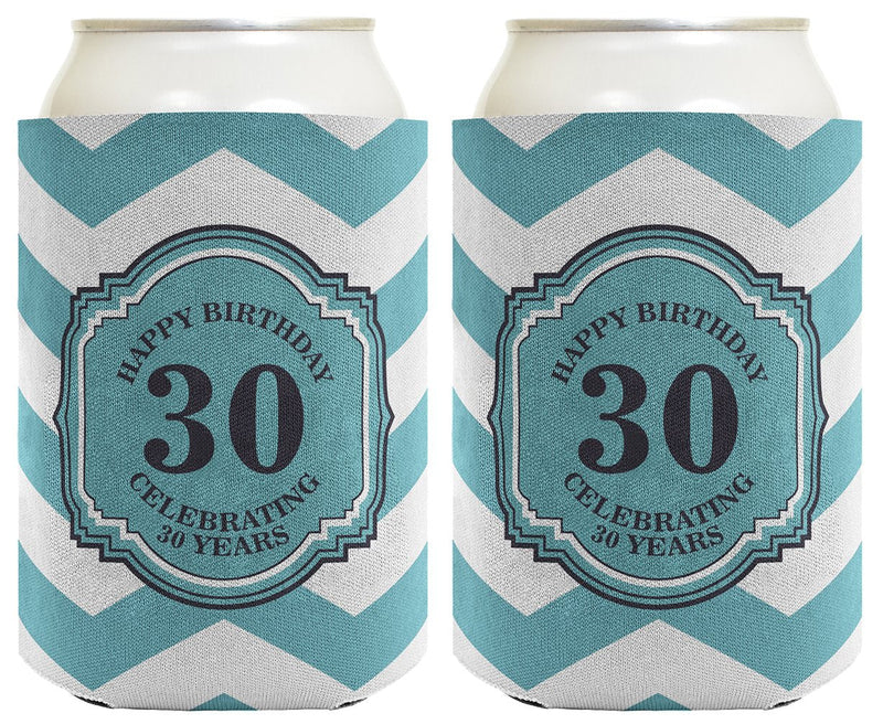 30th Birthday Gifts For All Beer Coolie Celebrating 30 Years Chevron 2 Pack Can Coolie Drink Coolers Coolies Premium Full Color - BeesActive Australia