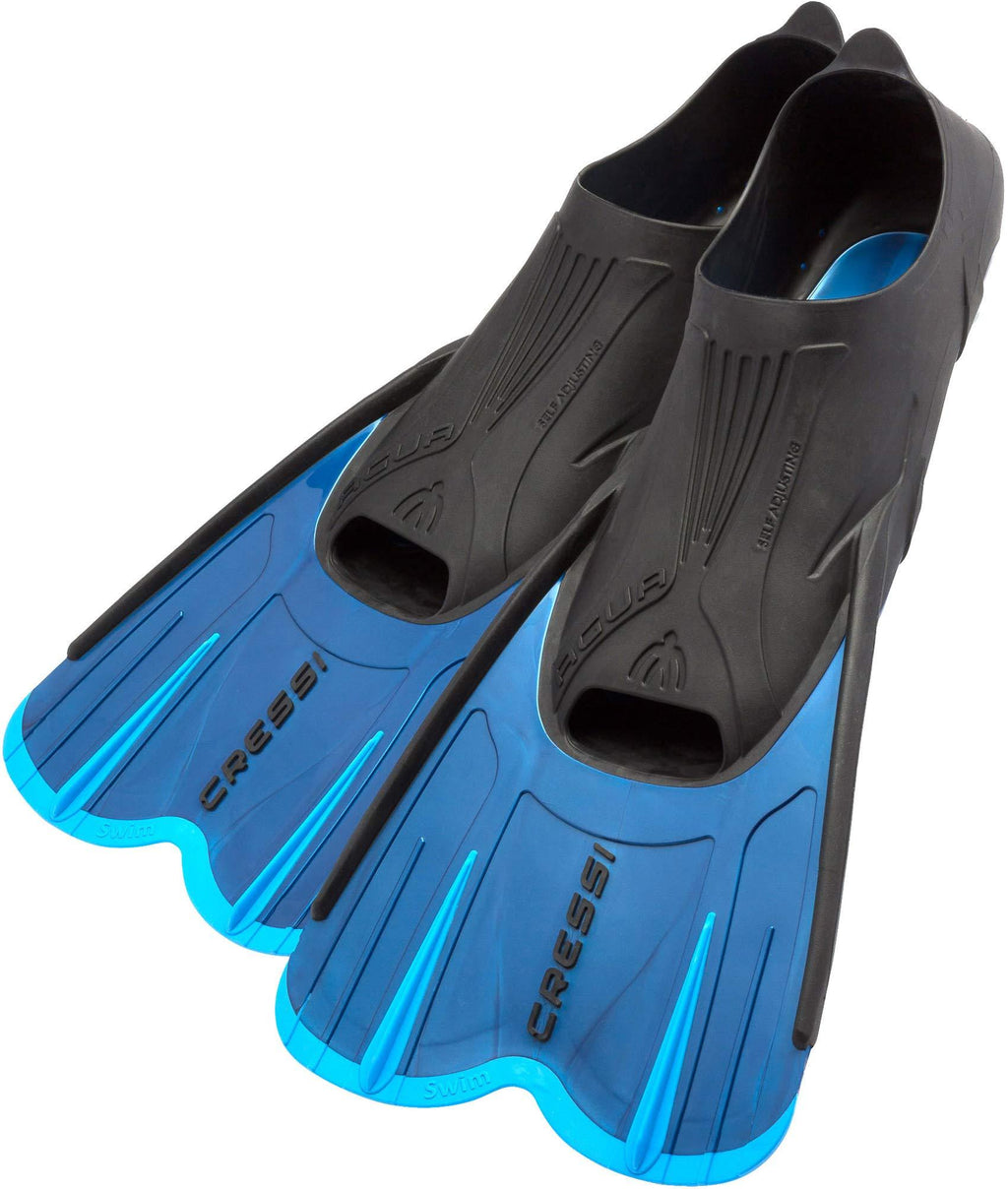 [AUSTRALIA] - Cressi Adult Short Light Swim Fins with Self-Adjustable Comfortable Full Foot Pocket | Perfect for Traveling | Agua Short: Made in Italy US Man 8.5/9.5 | US Lady 9.5/10.5 | EU 41/42 Blue/Azure 